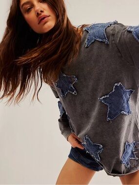 Free People x One Teaspoon BF Denim Star T-Shirt Size XS